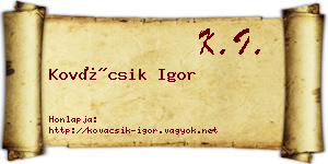 Kovácsik Igor névjegykártya